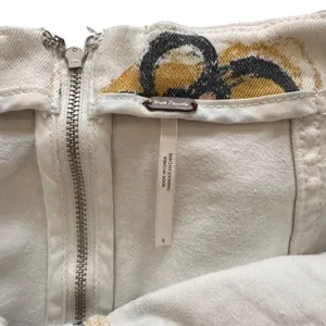 FREE PEOPLE Airbrush Daisy Denim Mini Skirt White Sz 8‎ thumbnail 5