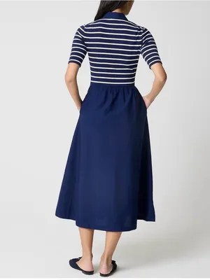 J Crew Factory Striped collared knit polo dress blue white CR820 Size S NWT thumbnail 3