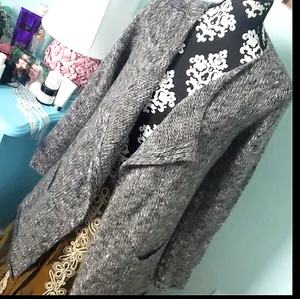 Maryline mohair wool cardigan sweater made in Italy metallic threading oversized thumbnail 2