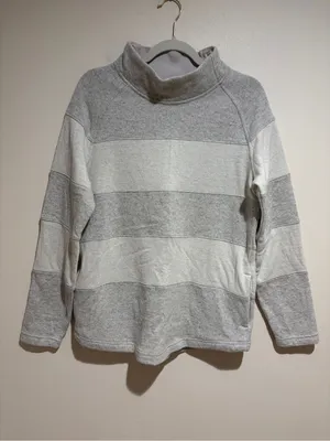 Prana Dessau Wool Blend Colorblock Stripe Mock Neck Sweater Gray Grey Size XL thumbnail 5
