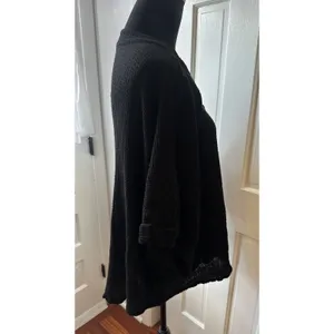 Oh My Gauze Black Cotton Gauze Button Front Oversized Top Boho Lagenlook Resort thumbnail 2