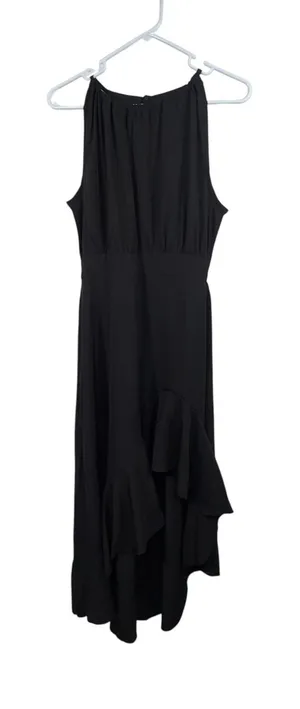 Women’s Black Sleeveless High-Low Ruffle Hem Midi Dress Size S thumbnail 1