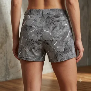 Nike Golf Dri-FIT Shorts Black White Optical Wave‎ Print Womens 2 thumbnail 1