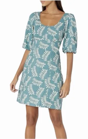Parker Cammie Blue Tropical Puff Short Sleeve Mini‎ Dress Women's Size 10 Mini thumbnail 1
