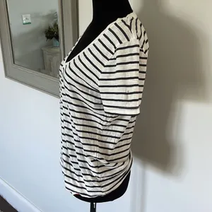 NWT Madewell Cotton T-shirt V neck Navy‎ striped Size Small thumbnail 3