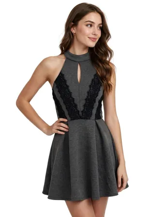 Altar'd State Dress Medium Gray Sleeveless Fit Flare Cottagecore thumbnail 1