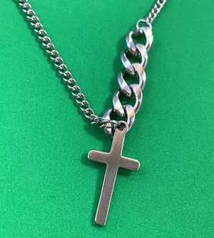 Titanium Steel Cross Pendant Necklace for Men Women thumbnail 2
