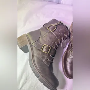 White Mountain Dark Brown Lace-Up Buckle Ankle Boots thumbnail 4