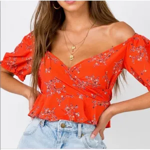 Princess Polly Size‎ 12 Orange Floral Rhea Top CP0197 thumbnail 1