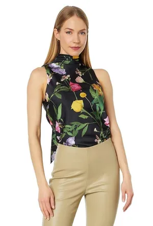 NWT Ted Baker London raeven cowl neck black floral sleeveless top. Size 2 medium thumbnail 2