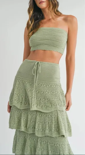 Two-Piece Set Mabel Sage Green Skirt thumbnail 1