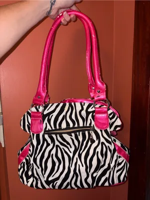 Y2K 2000’s Pink Floral Zebra-Print Shoulder Bag thumbnail 8
