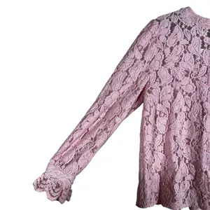 NWT PrettyGarden Floral Lace Button Front Blouse Pink Romantic Ruffle Size L thumbnail 3