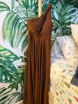 One shoulder formal dress built in bra brown 2 thumbnail 4