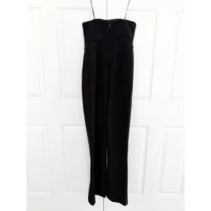 NBD Leena Strapless Black Crepe Jumpsuit Split Hem Straight Leg Cocktail Evening thumbnail 7