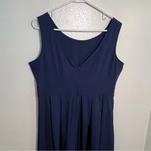 Women's Size XL Sleeveless Fit & Flare Dress Navy Blue Scoop Neck Pleated‎ Skirt thumbnail 6