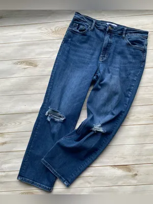 Vervet denim jeans dark wash stretch straight leg crop ankle length distressed thumbnail 6