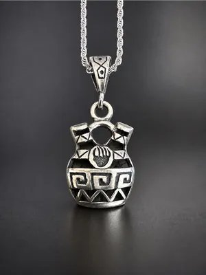 Vintage Native American Masha Wedding Vase Pendant Necklace Sterling Silver 925 thumbnail 3