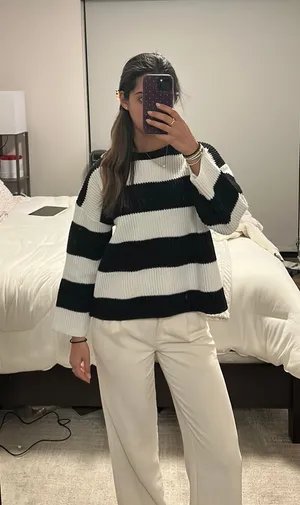 Striped Sweater Shein Black White thumbnail 1
