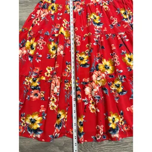 Band of Gypsies Red Floral Tiered Maxi Dress Small Halter Keyhole Boho Sundress thumbnail 9
