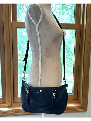Coach Black Pebbled Leather Bow Detail Carryall Satchel Crossbody Bag F28839 thumbnail 5