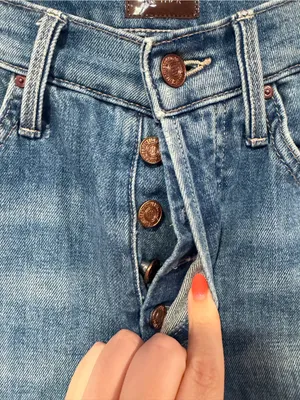 Mother nondistressed button fly butterfly embroidered jeans thumbnail 2