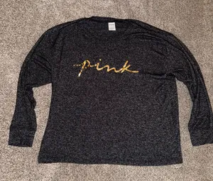 Victoria's Secret PINK Long Sleeve Lounge Sleep Shirt with Gold Logo thumbnail 1