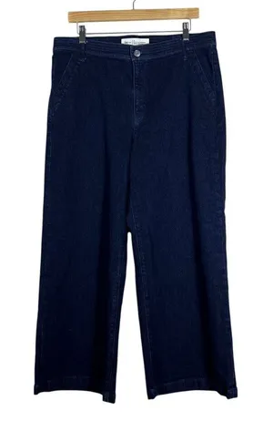Gap 1969 Wide Leg Trousers Solid Denim Jeans Indigo Super High Rise Size 33 thumbnail 1