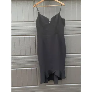 Bardot Kristen Peplum Cocktail Dress Black Spaghetti Strap Fit Flare Size 12 thumbnail 5