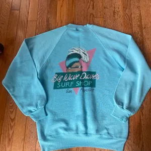 light blue white pink Big Wave Dave’s vintage surf 80’s crewneck thumbnail 5