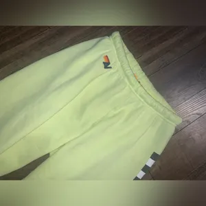 Aviator nation check Neon yellow sweatpants classic casual logo spring revolve thumbnail 4