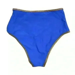 Aerie Blue & Gold Padded High Waisted‎ Cheeky Bikini Size Small/Medium thumbnail 6