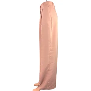 NEW Mango Pink High Rise Front Pleated Business Career Wide Leg Dress Pants 2 thumbnail 2