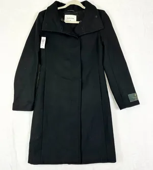 Aritzia Babaton Walton Wool Coat Size XS NWT Black Long Minimalist Classic thumbnail 1