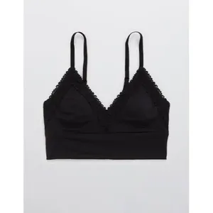 Aerie Sunnie Blossom Lace Padded Triangle Bralette True Black Size Small thumbnail 9