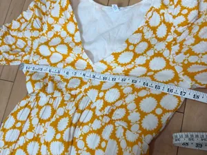 Time and Tru Women's Cotton Tiered Midi Dress in yellow and white Size XS 0-2 thumbnail 9