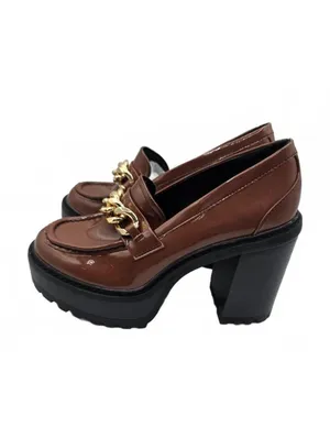 Madden Girl Brown Patent Leather Platform Heeled Loafers Shoes Chunky Size 7.5 thumbnail 13