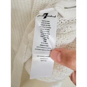 7 For All Mankind‎ Sweater Womens Medium Cream White Side Zip Shaker Knit Cotton thumbnail 5