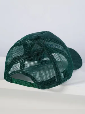 Anthropologie Worn/West Après Ski Trucker Hat Forest Green 'CHALET' Embroidered thumbnail 2