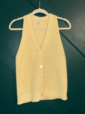 Madewell Butter Yellow Knit Sweater Vest Sleeveless Chunky Knit Preppy Boho thumbnail 2