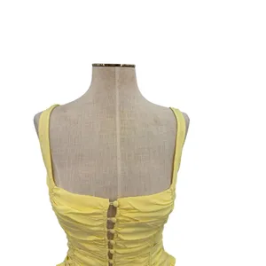 White Fox Bare With Me Bustier Top‎ Lemon Yellow Ruched Corset Tank Size Medium thumbnail 4