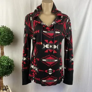 Ralph Lauren Black & Red Tribal Print Long Sleeve Hoody Sweater L thumbnail 2