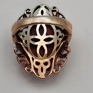 J&T Silver Tone & Red Agate Ring (6) Red thumbnail 7