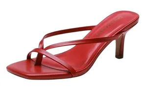 Dream Pairs Slip-On Square Toe Thong Heeled Sandals in Red, Size 6.5 thumbnail 1
