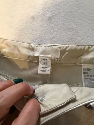 H&M Silver Metallic Vegan Faux Leather Straight Leg Pants thumbnail 2