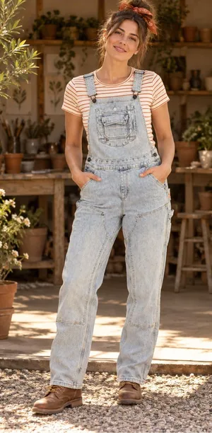 Dovetail Workwear Freshley Overalls 8x34 Vintage Denim Stretch Utility NWT thumbnail 1