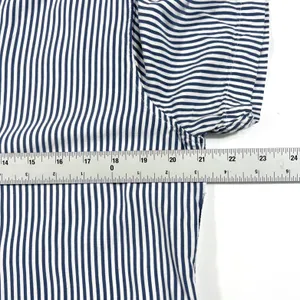 Abercrombie & Fitch Medium Viscose Navy Blue White Striped Camp Shirt EUC Office thumbnail 6