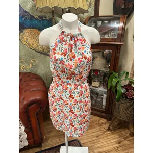 Francescas Veda Halter Mini Dress Womens Medium Floral Linen Blend NWT Summer thumbnail 4