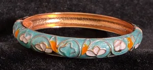 Enamel bangle bracelet with orange, white and blue hues 7” thumbnail 1