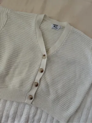 Princess Polly Cream Button-Front Ribbed Knit Cardigan thumbnail 5